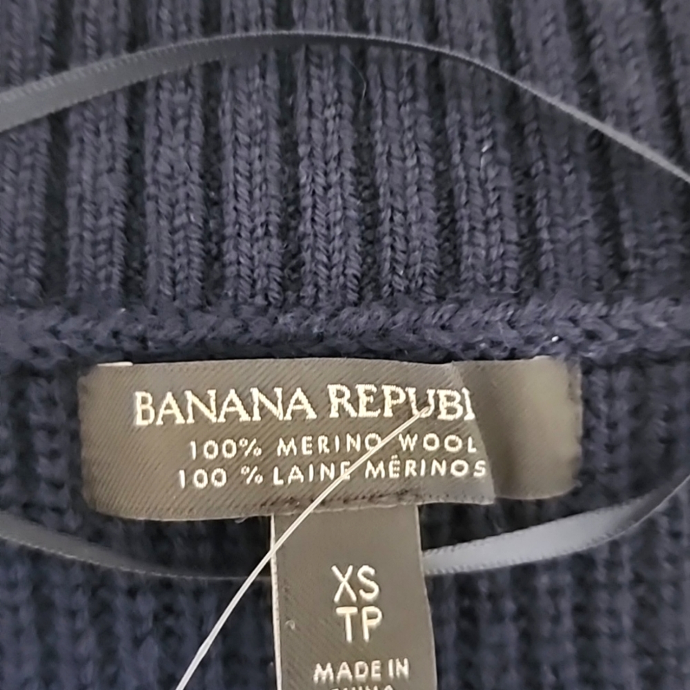 BANANA REPUBLIC CIMA Oversized Merino Wool Blue Sweater Vest - Picture 13 of 13